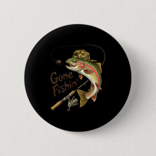 Gone Fishing Tarnmuster Forelle Fisch Vintage Ange Button