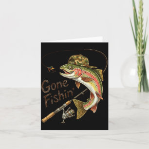 Gone Fishing Tarnmuster Forelle Fisch Vintage Ange Dankeskarte
