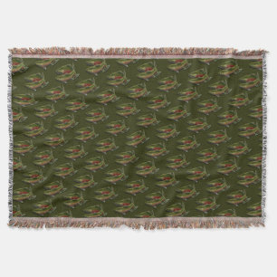 Gone Fishing Throw Blanket Coho Lmon Fish Gift Decke