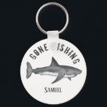 Gone Fishing Tuna Fish Modern Fisherman Cute Schlüsselanhänger<br><div class="desc">Gone fishing Tuna personalize keychain featuring funny cute for him keepsake, sports hobby dad papa masculine, modern classic husband simple typography, ocean saltwater sea tropical outdoors, great for fisherman fishermen fisherwoman, tuna sea life fish bay harbor, angler angling nautical coastal salt, dad father grandpa grandfather, retirement retired birthday holiday, custom...</div>