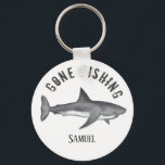 Gone Fishing Tuna Fish Modern Fisherman Cute Schlüsselanhänger<br><div class="desc">Gone fishing Tuna personalize keychain featuring funny cute for him keepsake, sports hobby dad papa masculine, modern classic husband simple typography, ocean saltwater sea tropical outdoors, great for fisherman fishermen fisherwoman, tuna sea life fish bay harbor, angler angling nautical coastal salt, dad father grandpa grandfather, retirement retired birthday holiday, custom...</div>