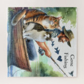 Gone Fishing with Cats Niedlich Cat Lovers Puzzle (Horizontal)