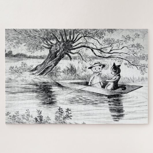 Gone Fishing with Lover, Louis Wain Puzzle (Horizontal)