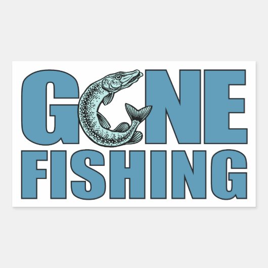 GONE FISHING Zollaufkleber Rechteckiger Aufkleber (Vorderseite)