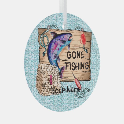 Gone Fishing-Zollschmuck Ornament Aus Glas (Vorderseite Rechts)