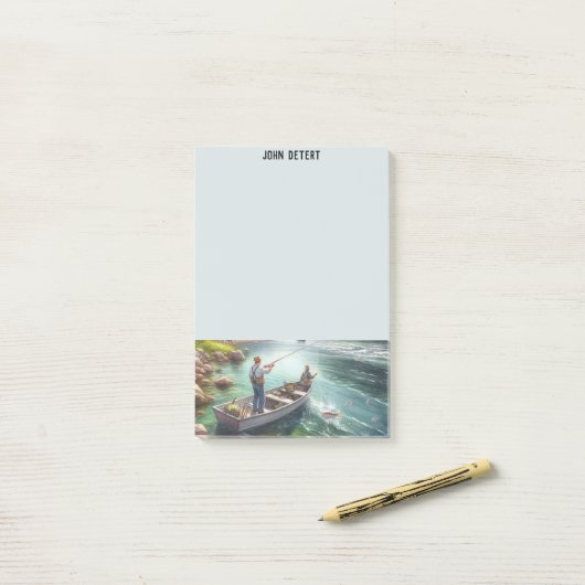 Gone Fisihing Personalisierte Post-It-Notes Post-it Klebezettel (Auf Schreibtisch)