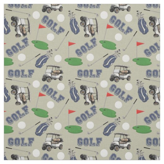 Gone Golfing auf Beige Stoff (Muster)