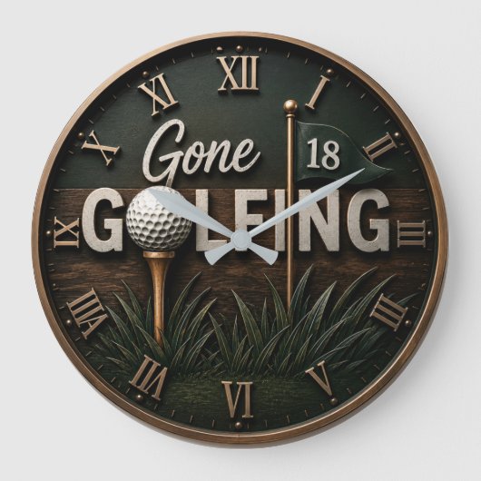 Gone Golfing Funny Golf Lover Gift Große Wanduhr (Vorderseite)
