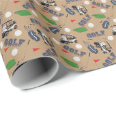 Gone Golfing on Wood Brown Geschenkpapier (Rolleneckpunkt)