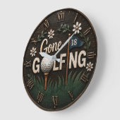 Gone Golfing Rustic Floral Golfer Gift Große Wanduhr (Winkel)