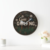 Gone Golfing Rustic Floral Golfer Gift Große Wanduhr (Zuhause)