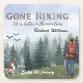 Gone Hiking Life is Better Mountains Hiker Deer  Rechteckiger Pappuntersetzer (Vorderseite)