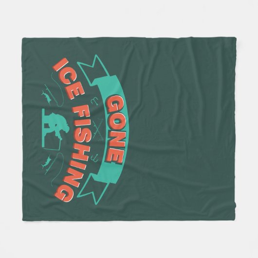 Gone Ice Fishing Winter Hobbyist Novelty Fleecedecke (Vorderseite (Horizontal))