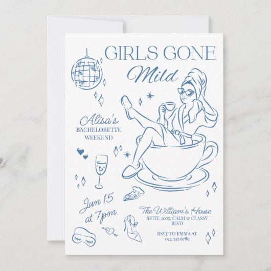 Gone Mild Bachelorette Einladung Slumbe (Vorderseite)