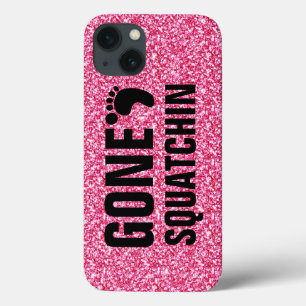 GONE SQUATCHIN BLACK PINK GLITZER FOTO iPhone 13 HÜLLE