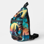 Gone Squatchin' farbenfrohe Sasquatch Landschaft A Crossbody Bag (Rechte Ecke)