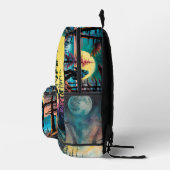 Gone Squatchin' farbenfrohe Sasquatch Landschaft Bedruckter Rucksack (Rechts)