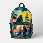 Gone Squatchin' farbenfrohe Sasquatch Landschaft Bedruckter Rucksack (Vorderseite)
