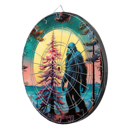 Gone Squatchin' farbenfrohe Sasquatch Landschaft Dartscheibe (Vorderseite rechts)