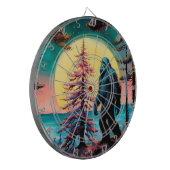 Gone Squatchin' farbenfrohe Sasquatch Landschaft Dartscheibe (Vorderseite Links)