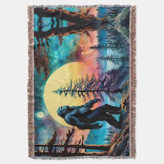 Gone Squatchin' farbenfrohe Sasquatch Landschaft Decke (Vorderseite Vertikal)