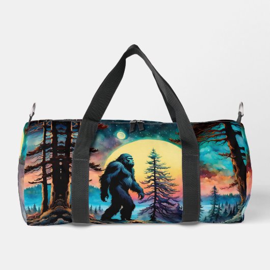 Gone Squatchin' farbenfrohe Sasquatch Landschaft Duffle Bag (Rückseite)