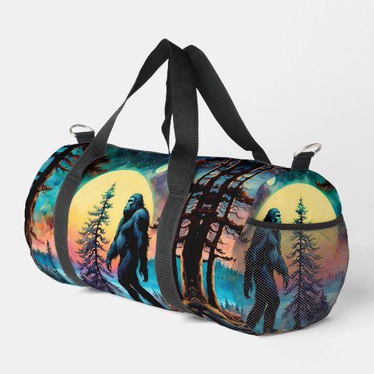 Gone Squatchin' farbenfrohe Sasquatch Landschaft Duffle Bag (Rechte Ecke)