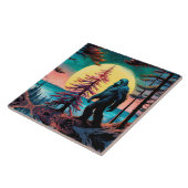 Gone Squatchin' farbenfrohe Sasquatch Landschaft Fliese (Seite)