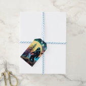 Gone Squatchin' farbenfrohe Sasquatch Landschaft Geschenkanhänger (Mit Garn)