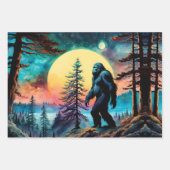 Gone Squatchin' farbenfrohe Sasquatch Landschaft Geschenkpapier Set (Vorderseite)