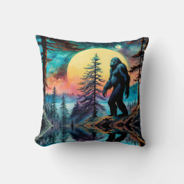 Gone Squatchin' farbenfrohe Sasquatch Landschaft Kissen
