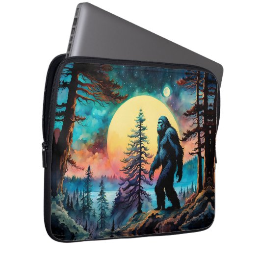 Gone Squatchin' farbenfrohe Sasquatch Landschaft Laptopschutzhülle (Vorne Rechts)