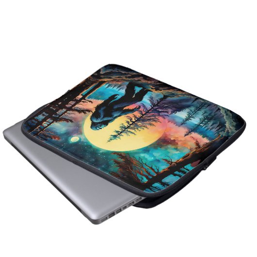 Gone Squatchin' farbenfrohe Sasquatch Landschaft Laptopschutzhülle (Vorne Knopf)