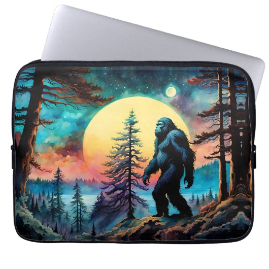 Gone Squatchin' farbenfrohe Sasquatch Landschaft Laptopschutzhülle (Vorderseite)