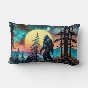 Gone Squatchin' farbenfrohe Sasquatch Landschaft Lendenkissen