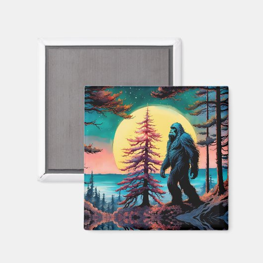 Gone Squatchin' farbenfrohe Sasquatch Landschaft Magnet (Vorderseite/Rückseite)