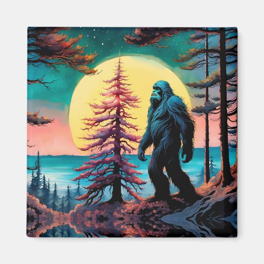 Gone Squatchin' farbenfrohe Sasquatch Landschaft Magnet (Vorne)