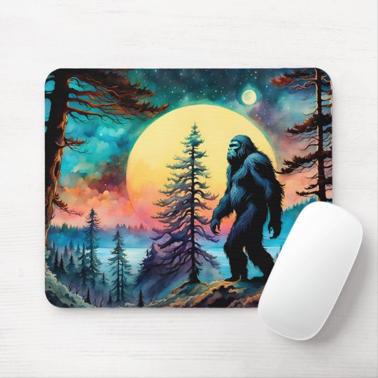 Gone Squatchin' farbenfrohe Sasquatch Landschaft Mousepad (Mit Mouse)