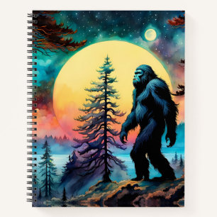 Gone Squatchin' farbenfrohe Sasquatch Landschaft Notizblock
