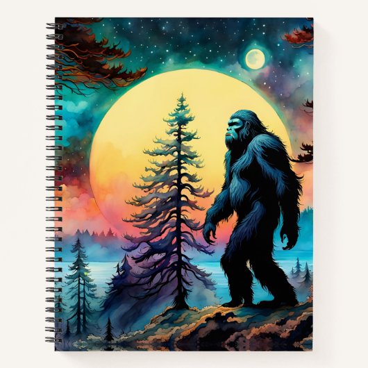 Gone Squatchin' farbenfrohe Sasquatch Landschaft Notizblock (Vorderseite)