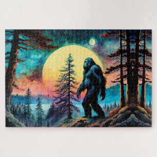 Gone Squatchin' farbenfrohe Sasquatch Landschaft Puzzle