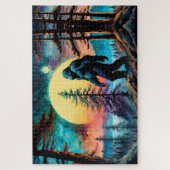 Gone Squatchin' farbenfrohe Sasquatch Landschaft Puzzle (Vertikal)