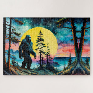 Gone Squatchin' farbenfrohe Sasquatch Landschaft Puzzle