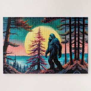 Gone Squatchin' farbenfrohe Sasquatch Landschaft Puzzle
