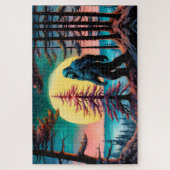 Gone Squatchin' farbenfrohe Sasquatch Landschaft Puzzle (Vertikal)