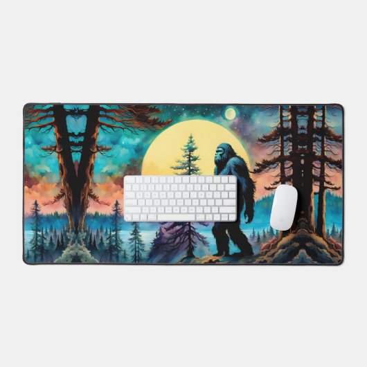 Gone Squatchin' farbenfrohe Sasquatch Landschaft Schreibtischunterlage (Tastatur & Maus)