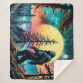 Gone Squatchin' farbenfrohe Sasquatch Landschaft Sherpadecke (Vorderseite)