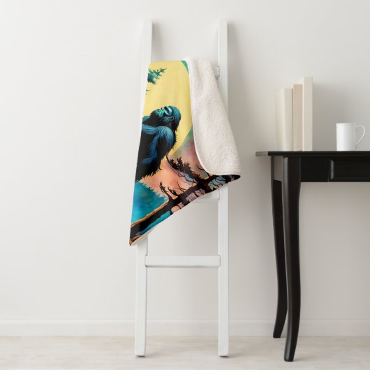 Gone Squatchin' farbenfrohe Sasquatch Landschaft Sherpadecke (Beispiel)