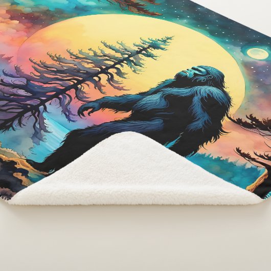 Gone Squatchin' farbenfrohe Sasquatch Landschaft Sherpadecke (3/4)