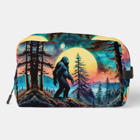 Gone Squatchin' farbenfrohe Sasquatch Landschaft Waschbeutel (Rückseite)
